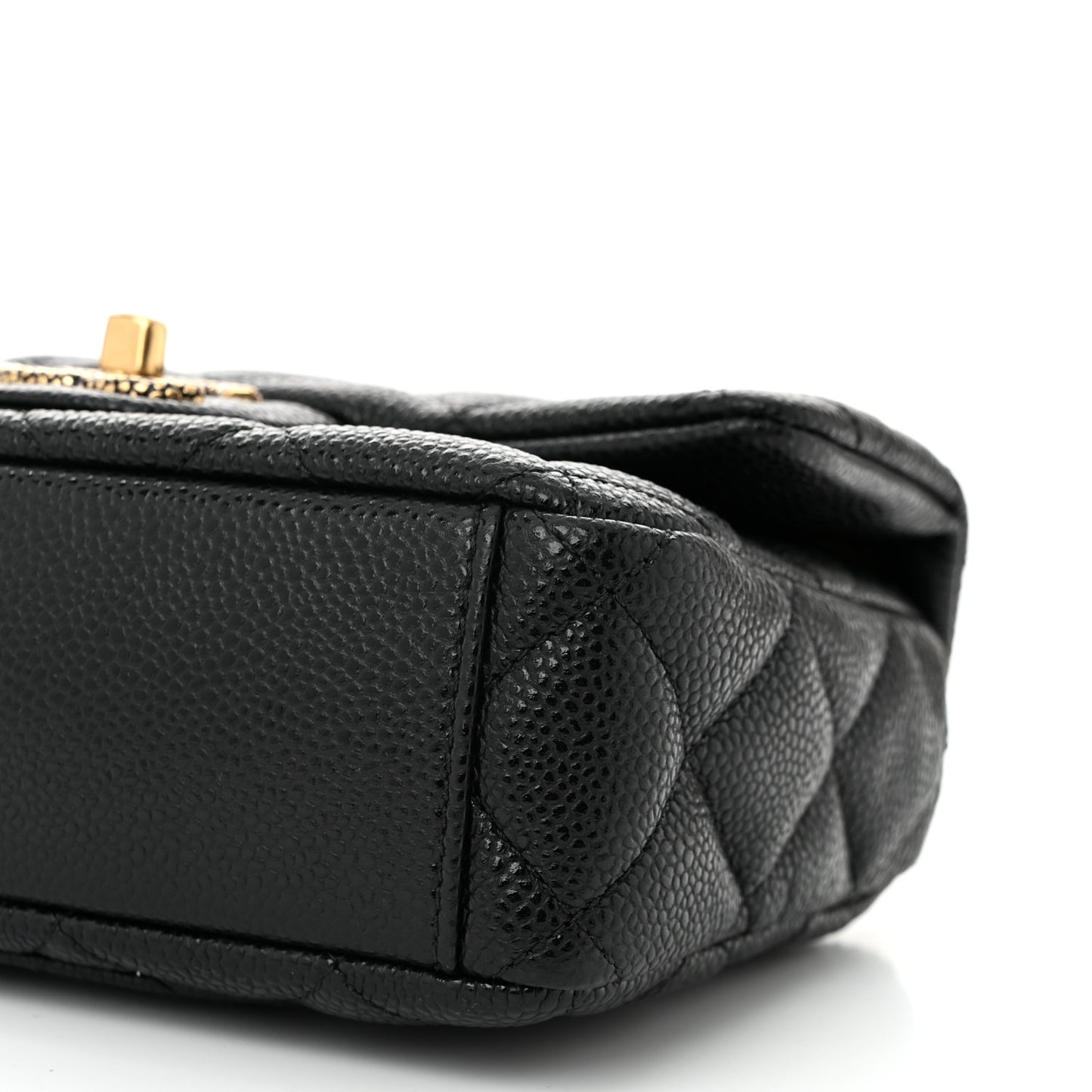 Grained Lambskin Quilted Mini Flap Black
