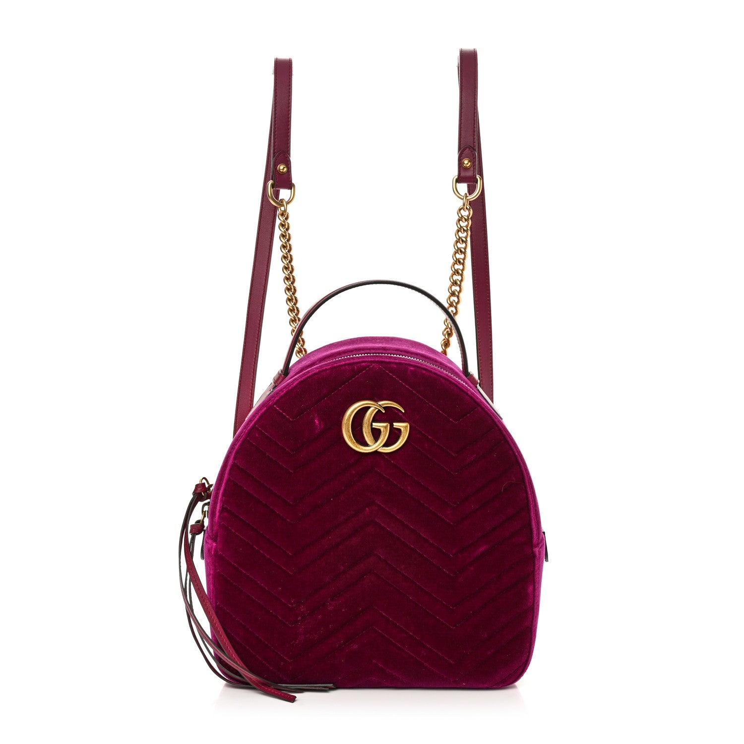 Gucci Velvet Matelasse GG Marmont Dome Backpack Fuchsia Violet Cyclamen 1 of 18