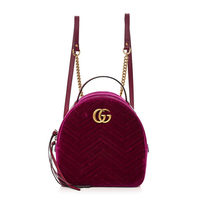 Gucci Velvet Matelasse GG Marmont Dome Backpack Fuchsia Violet Cyclamen 1 of 18