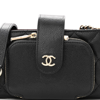 Chanel Caviar Quilted Business Affinity Phone Holder With Chain Black 9 of 11
