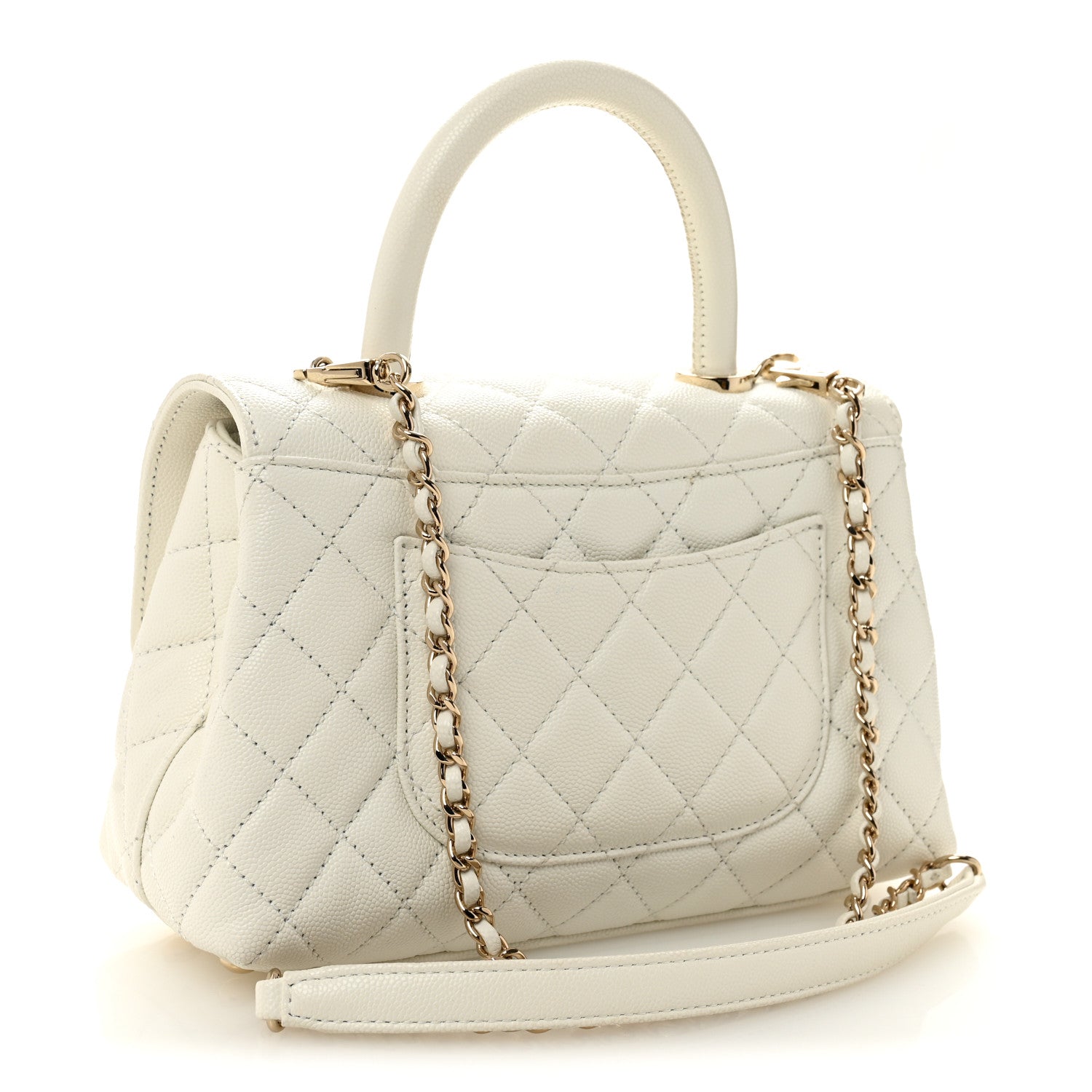 Chanel Caviar Quilted Mini Coco Handle Flap White 3 of 10