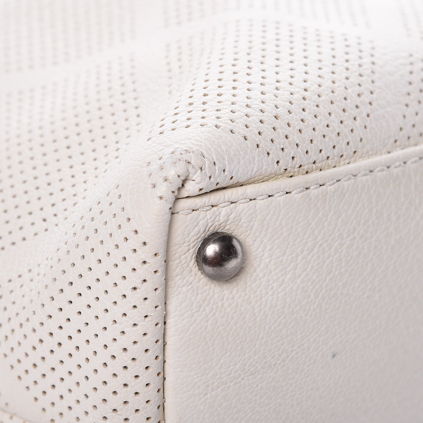 Goatskin Perforated Large CC Tote White