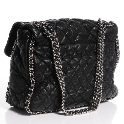 Chanel Washed Lambskin Chain Around Maxi Flap Bag Black 3 of 7