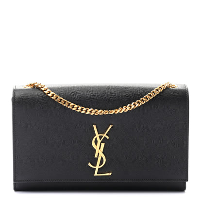 Saint Laurent Grain De Poudre Medium Classic Monogram Kate Satchel Black 1 of 9