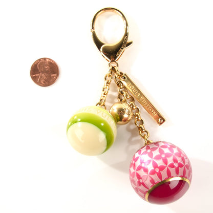 Louis Vuitton Mini Lin Croisette Bag Charm Pink Green 2 of 5