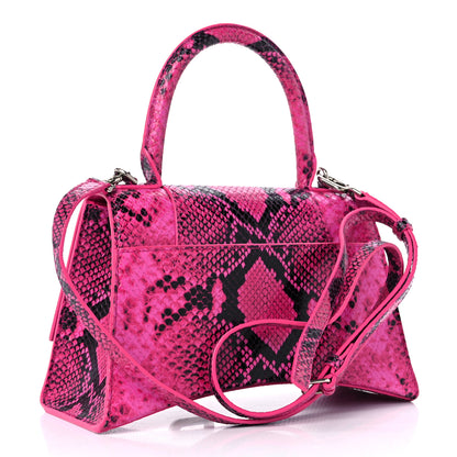 Balenciaga Shiny Calfskin Python Effect Small Hourglass Top Handle Bag Fuchsia Black 3 of 10