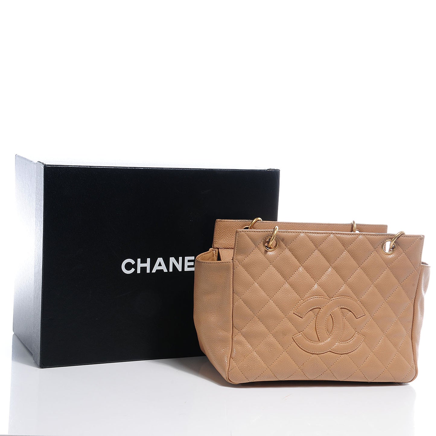 Caviar Quilted Petit Timeless Tote PTT Beige
