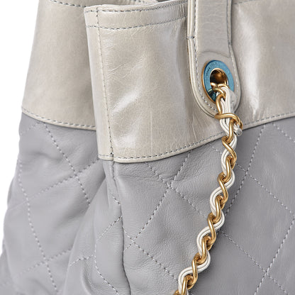 Chanel Calfskin Quilted Tote Light Grey 11 of 14