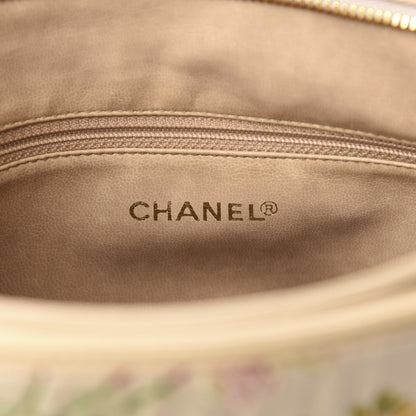Chanel Calfskin Canvas Embroidered Flower Tote Beige 7 of 14