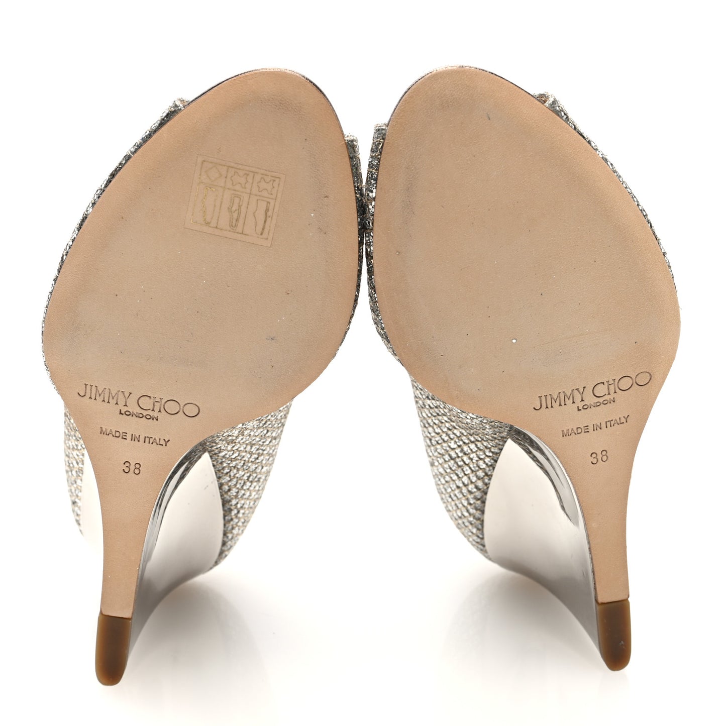 Glitter Fabric Baxen Peep Toe Wedges 38 Silver Gold