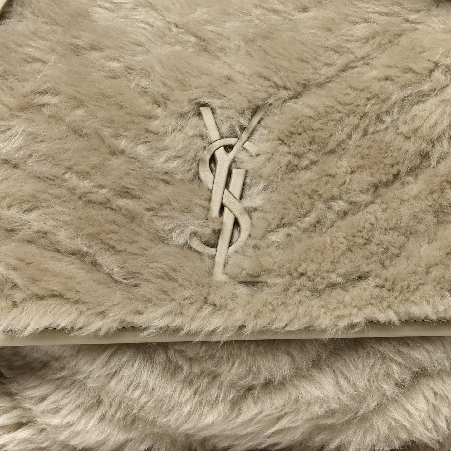 Calfskin Shearling Monogram Medium Niki Chain Satchel Grey