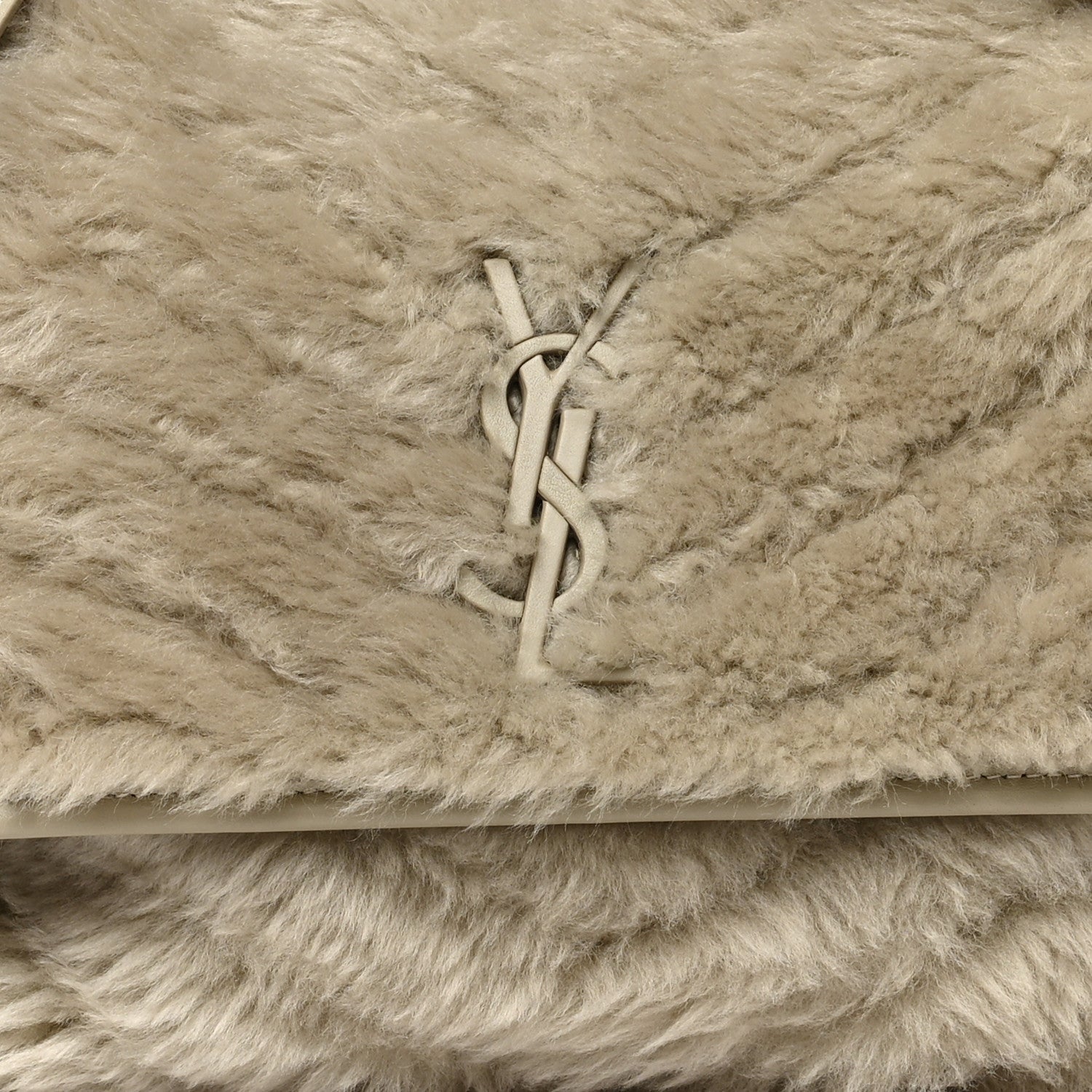 Saint Laurent Calfskin Shearling Monogram Medium Niki Chain Satchel Grey 8 of 10