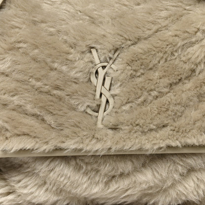 Saint Laurent Calfskin Shearling Monogram Medium Niki Chain Satchel Grey 8 of 10