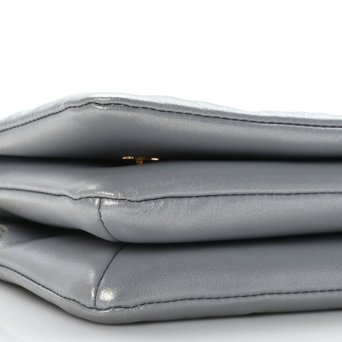 Metallic Lambskin Embossed Monogram Pochette Coussin Silver