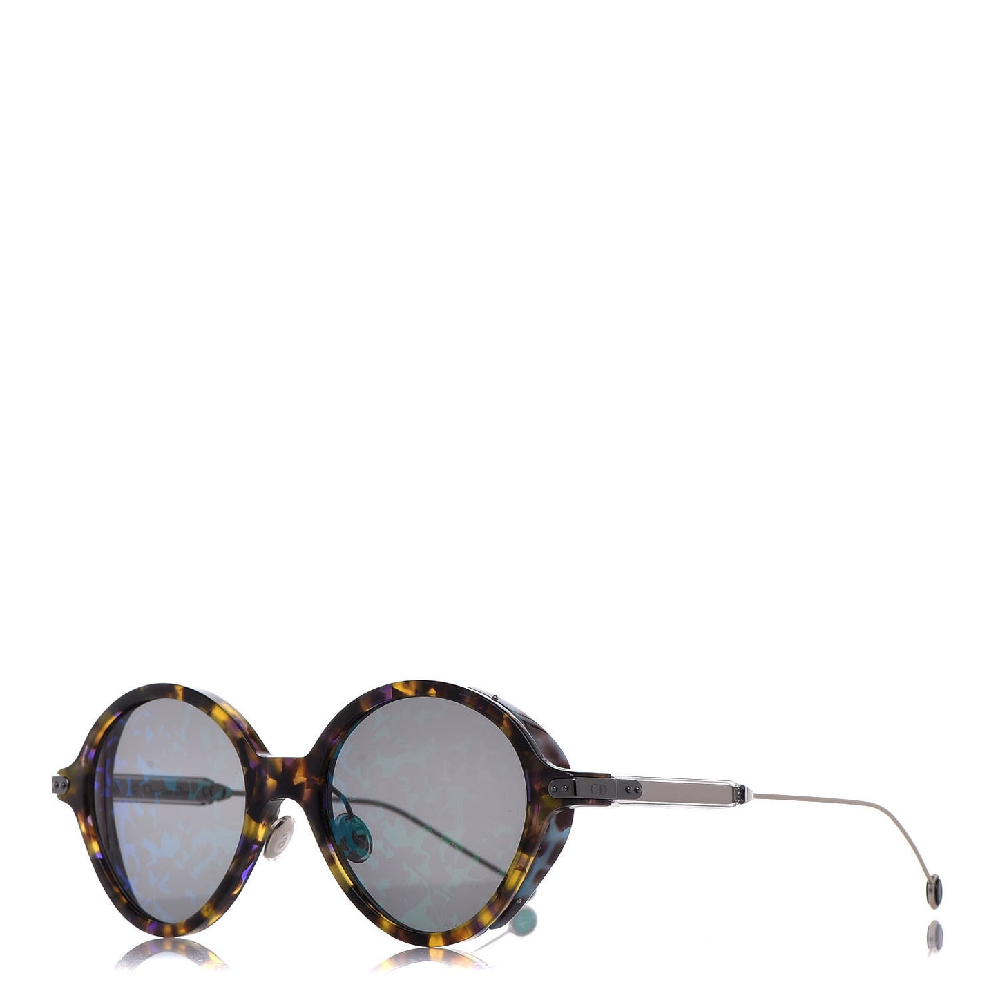 Acetate Leaf Print Umbrage Round Sunglasses Green Foliage