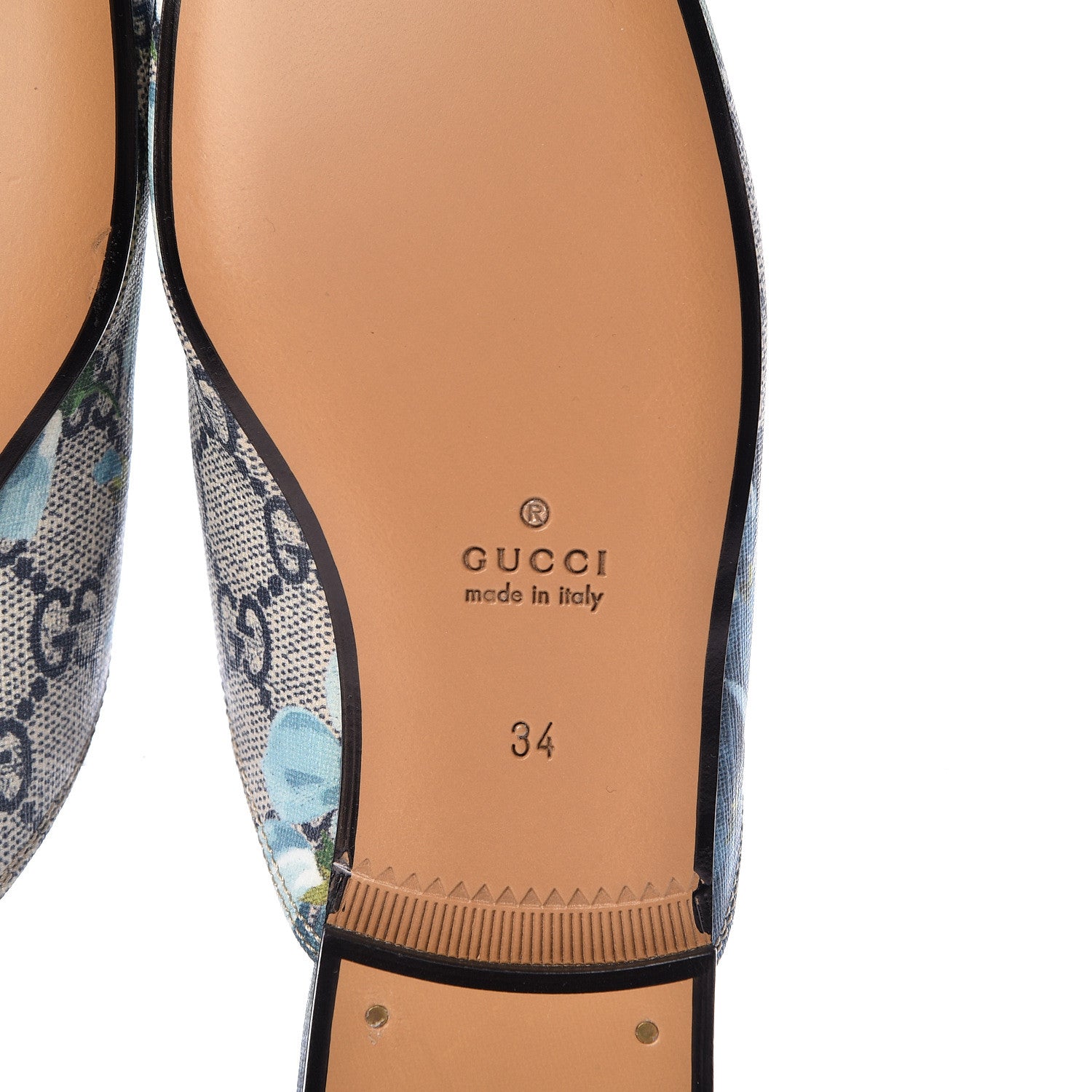Gucci GG Supreme Monogram Blooms Womens Princetown Slippers 34 Beige Blue Navy Hibiscus Red 7 of 8