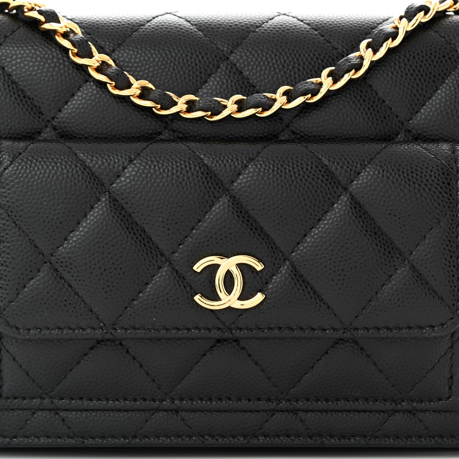 Chanel Caviar Quilted Pocket Clutch With Chain WOC Black 9 of 13