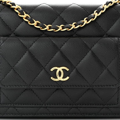 Chanel Caviar Quilted Pocket Clutch With Chain WOC Black 9 of 13