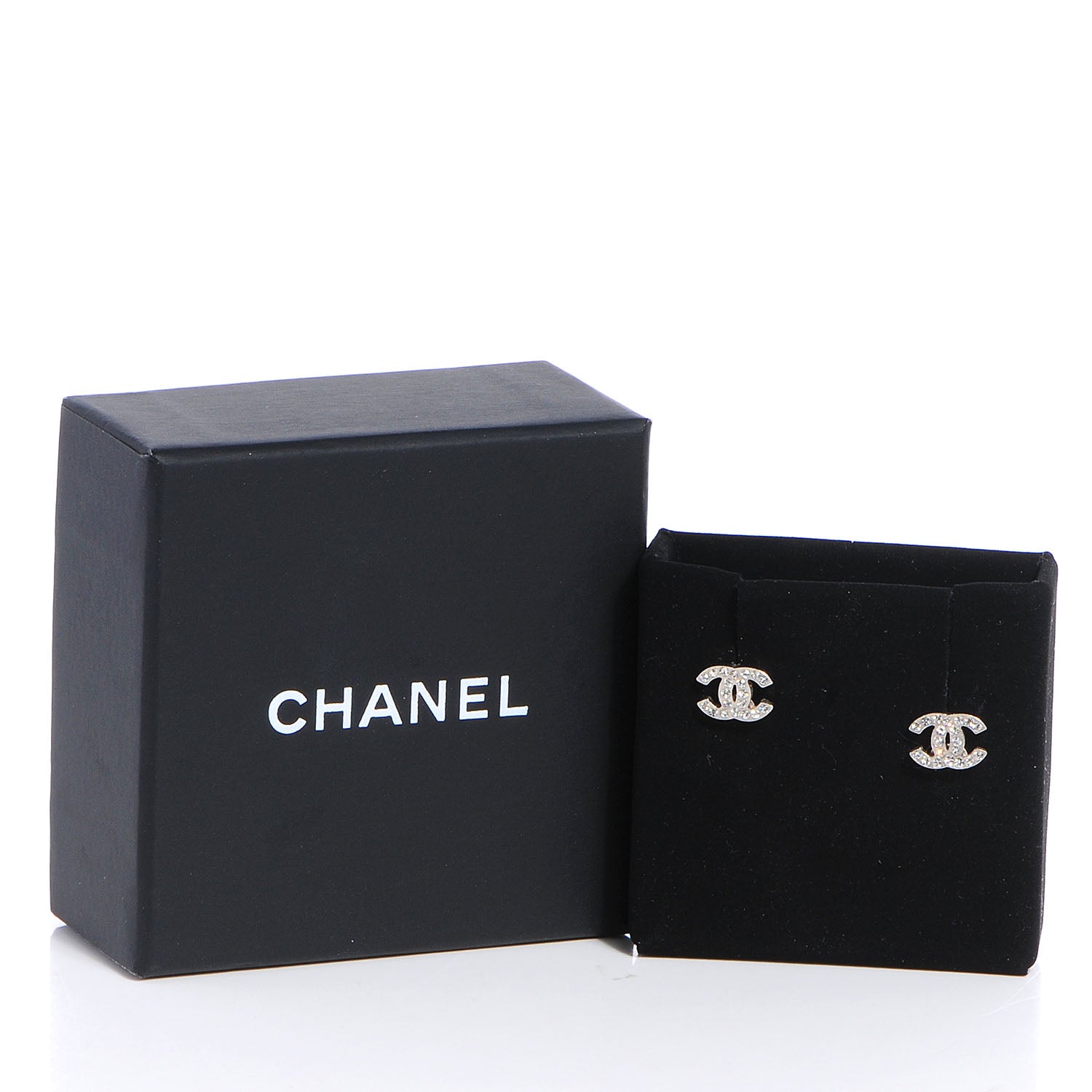 Chanel Crystal CC Earrings Silver 5 of 5