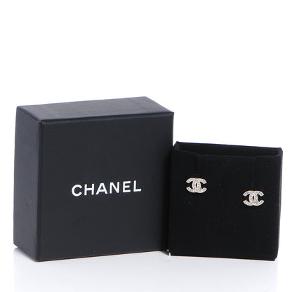 Chanel Crystal CC Earrings Silver 5 of 5