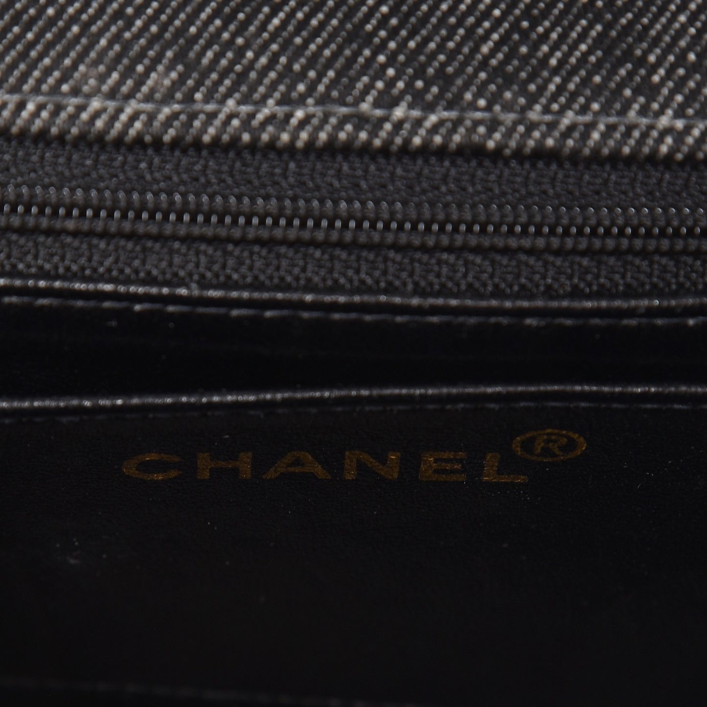Denim Quilted Mini Square Flap Black