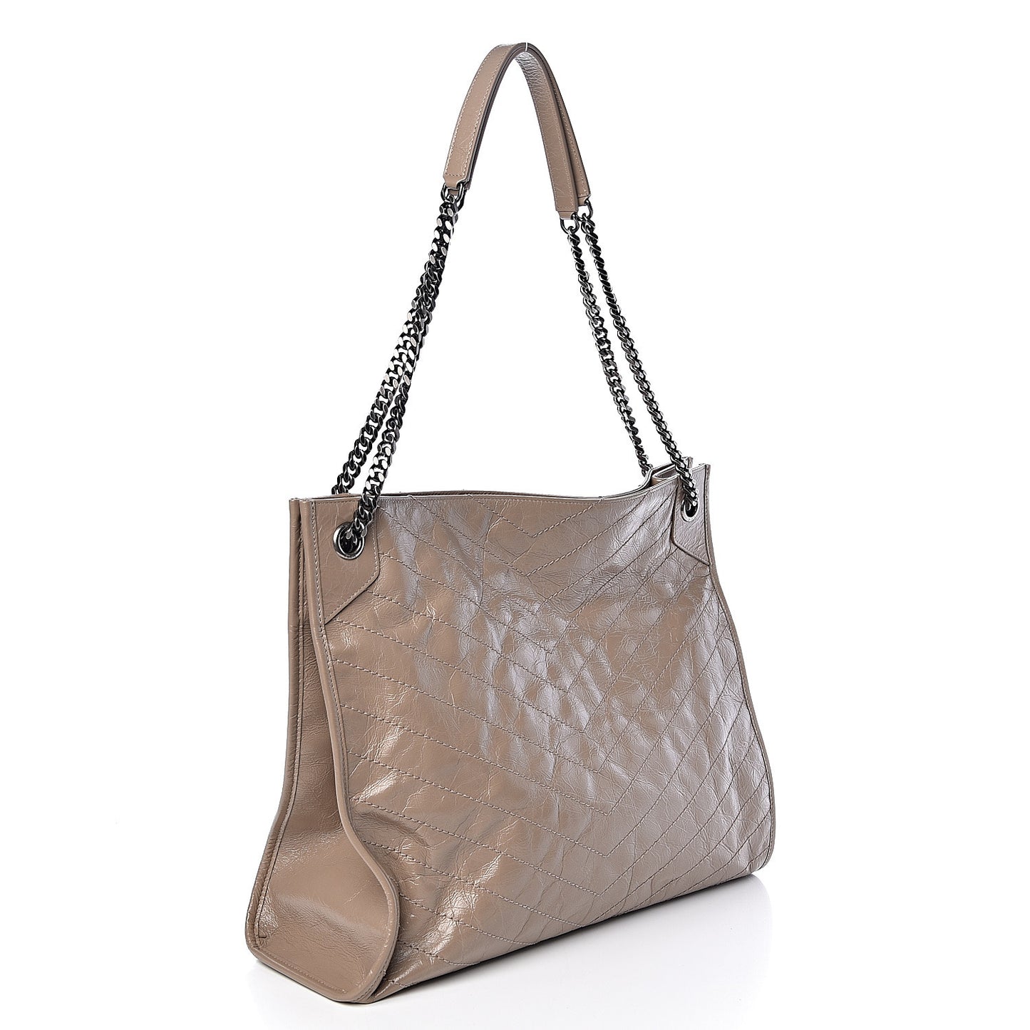 Crinkled Calfskin Matelasse Monogram Niki Shoulder Bag Light Taupe