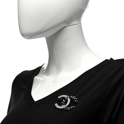 Chanel Lambskin Baguette Crystal CC Brooch Black Silver 2 of 4