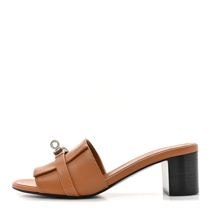 Hermes Calfskin Gigi 50 Sandals 37.5 Gold 1 of 10
