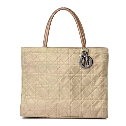 Christian Dior Nylon Cannage Shopper Tote Beige 1 of 13