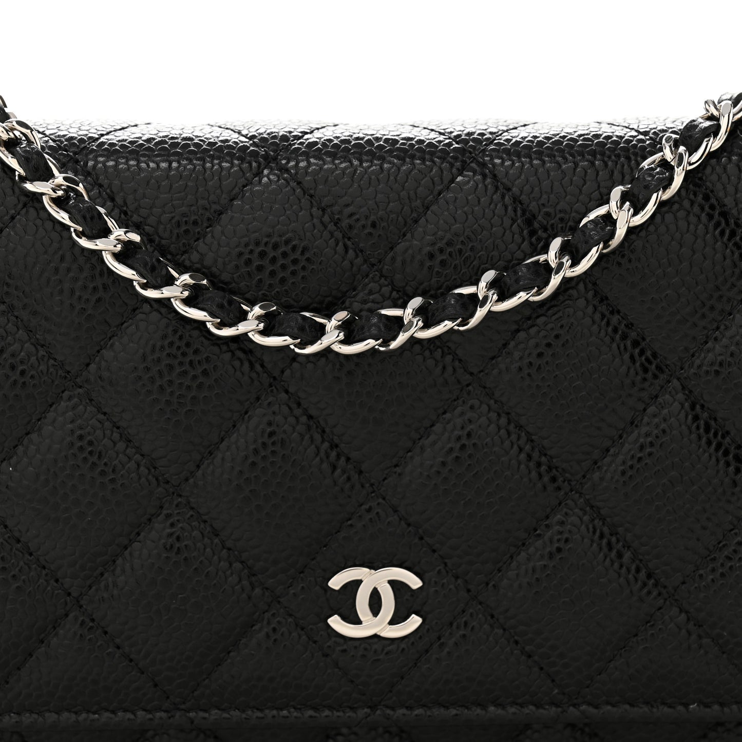 Caviar Quilted Wallet on Chain WOC Black