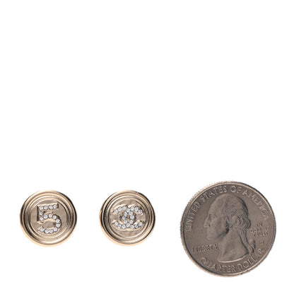 Chanel Crystal CC Round Earrings Light Gold 2 of 4