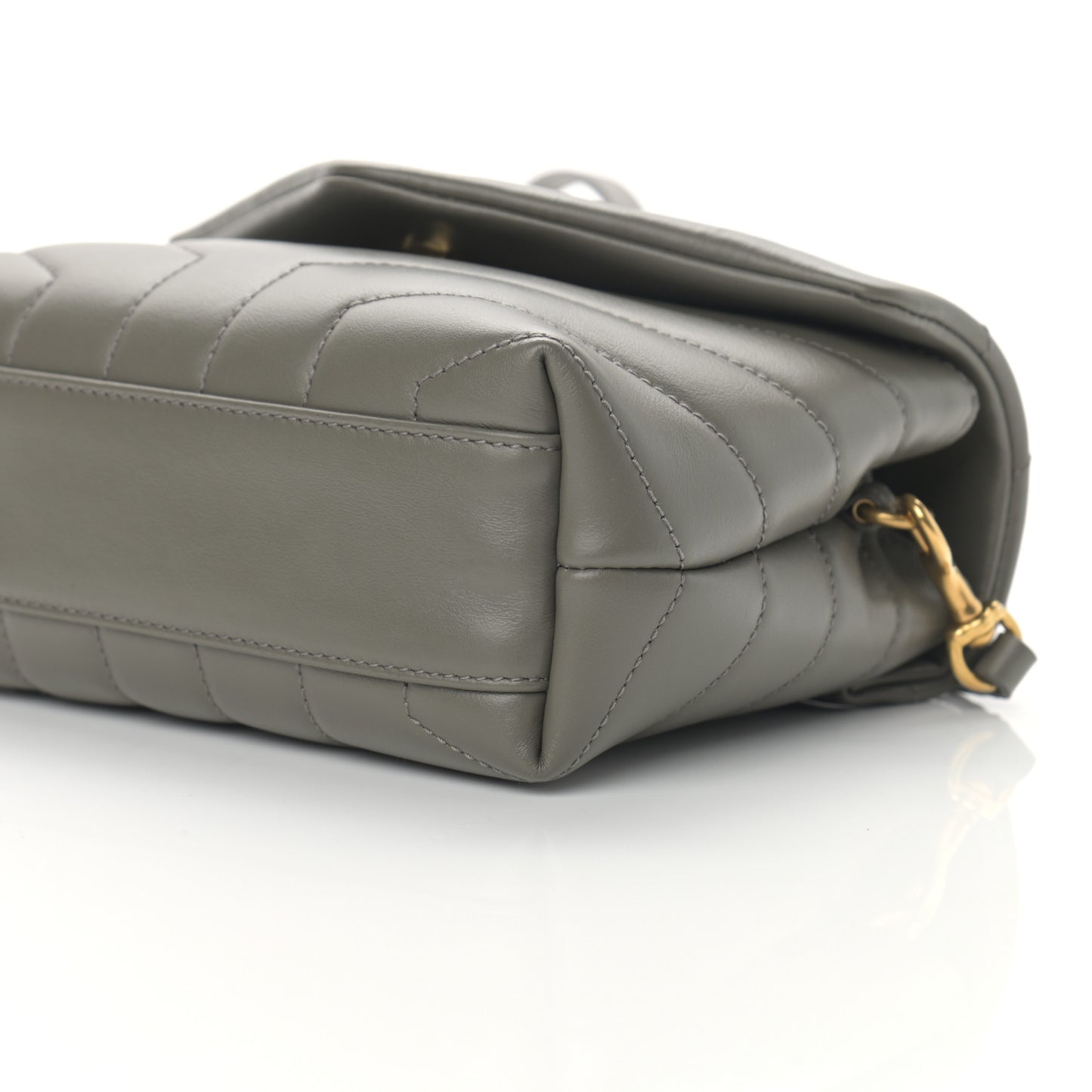 Calfskin Y Quilted Monogram Toy Loulou Crossbody Bag Grey Kaki