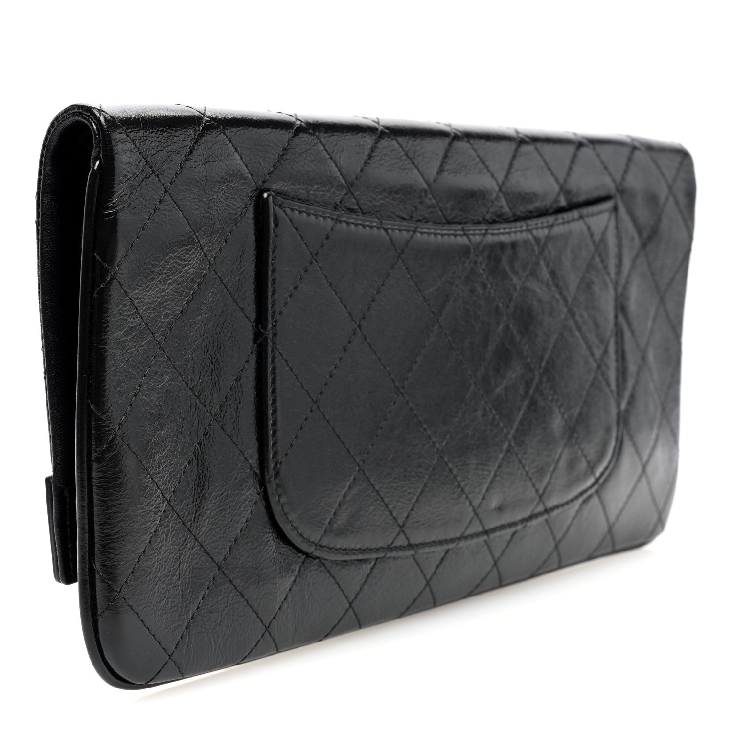 Chanel Shiny Crumpled Calfskin Large 31 Pouch Black 3 of 8