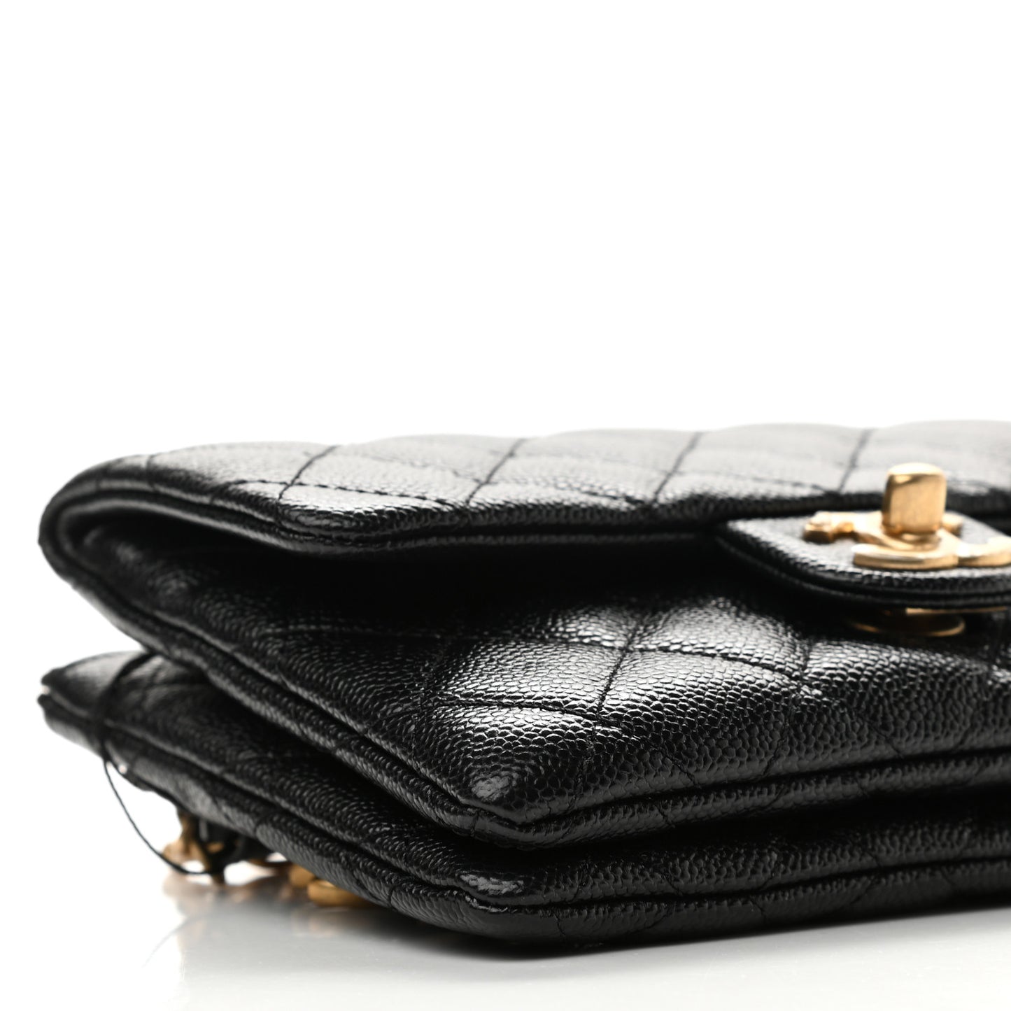 Shiny Caviar Pick Me Up Flap Belt Bag Black
