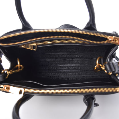 Prada Saffiano City Calfskin Whipstitch Small Paradigme Bag Black 5 of 10