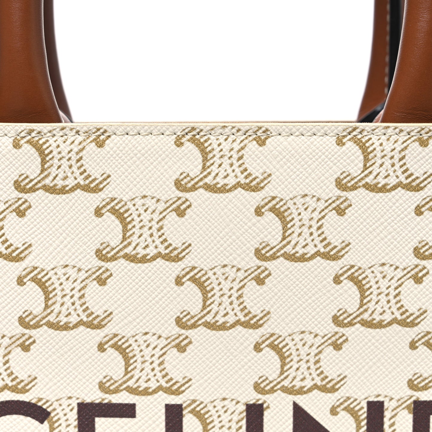 Triomphe Canvas Calfskin Mini Vertical Cabas White