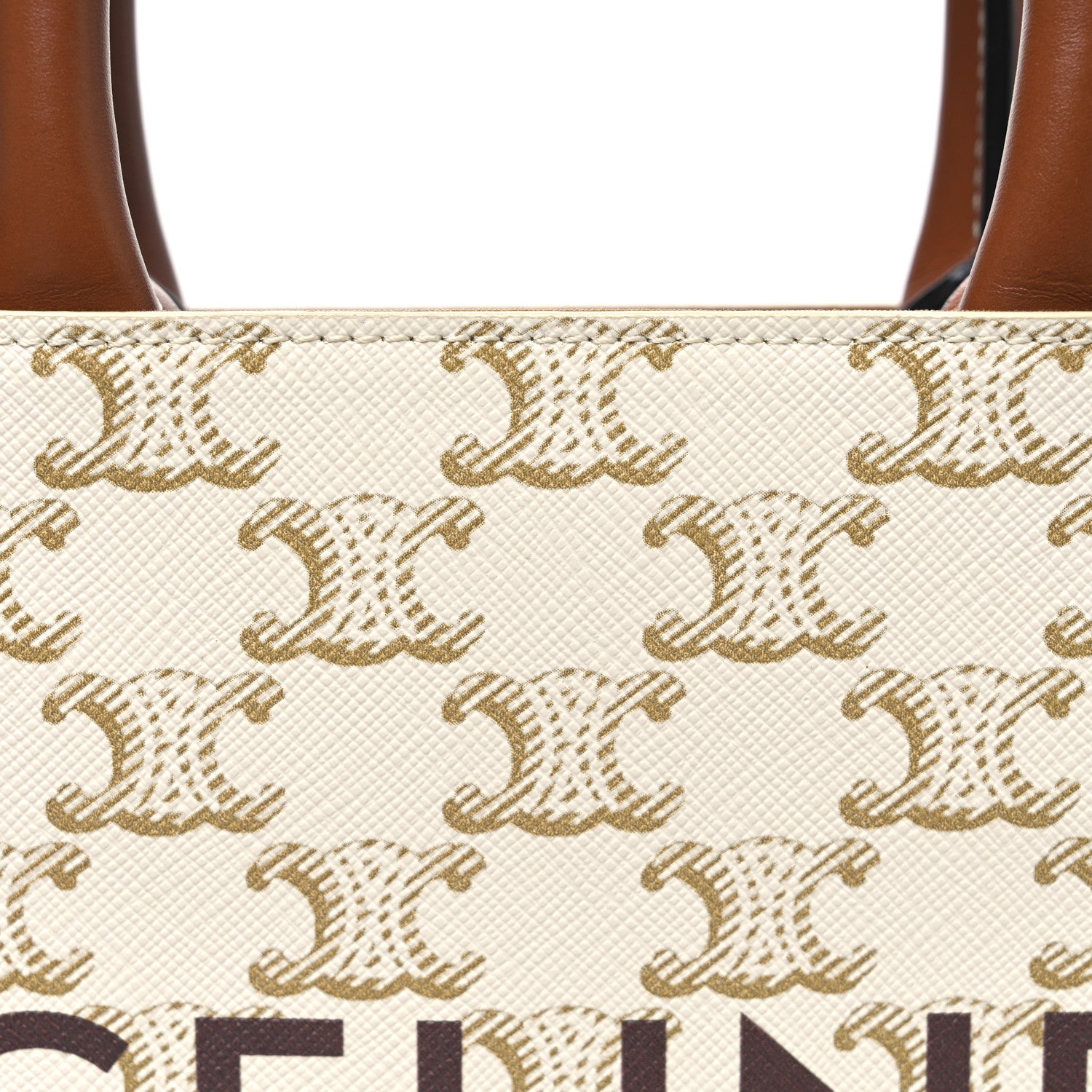 Celine Triomphe Canvas Calfskin Mini Vertical Cabas White 7 of 9