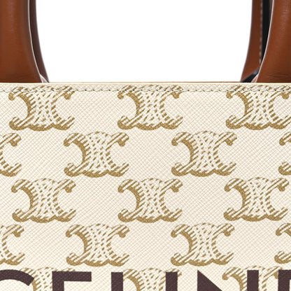 Celine Triomphe Canvas Calfskin Mini Vertical Cabas White 7 of 9