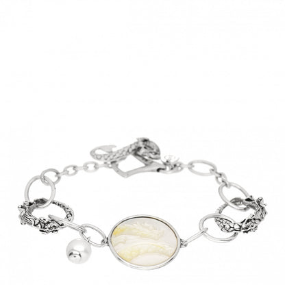 John Hardy Sterling Silver Pearl Mother of Pearl Naga Dragon Link Bracelet 1 of 4