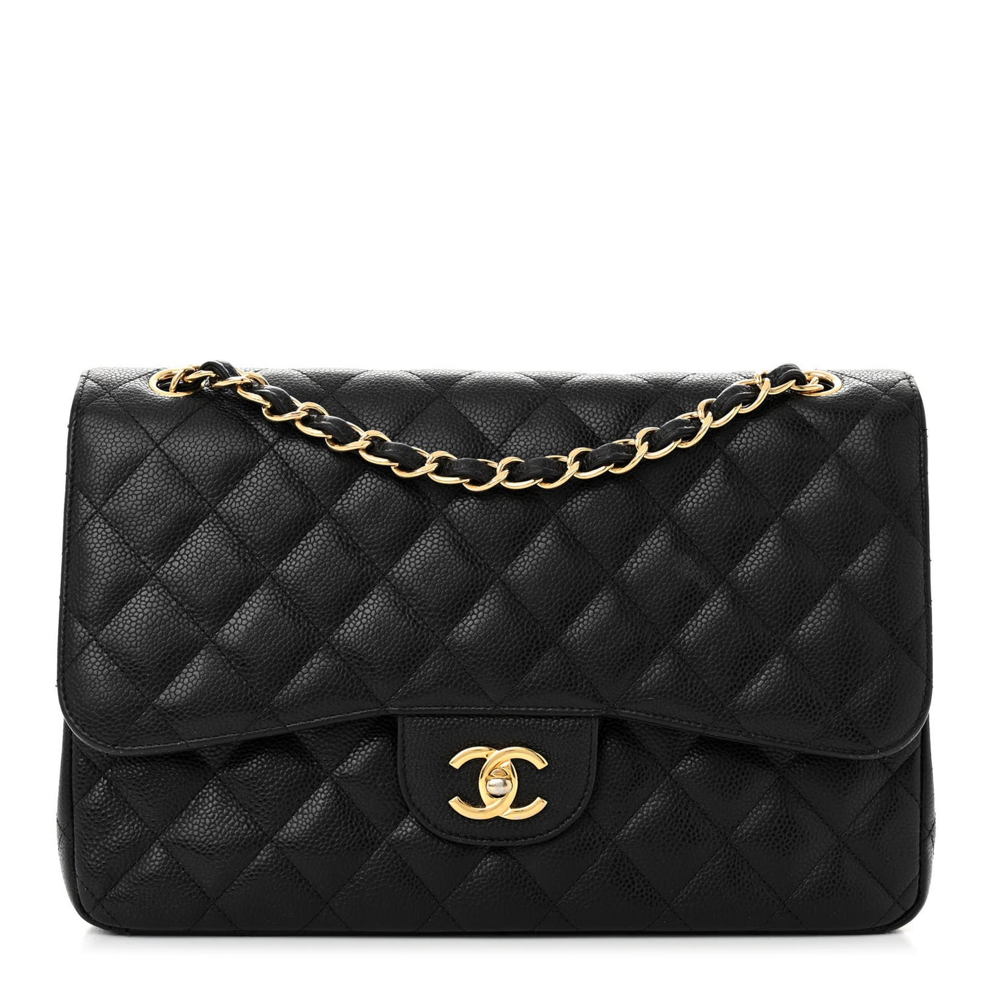 Caviar Quilted Jumbo Double Flap Black