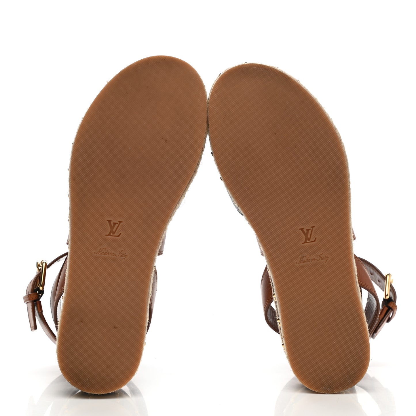 Calfskin Monogram Boundary Studded Flatform Sandals 39
