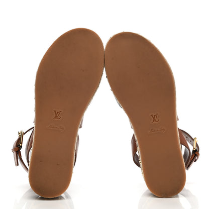 Louis Vuitton Calfskin Monogram Boundary Studded Flatform Sandals 39 5 of 9