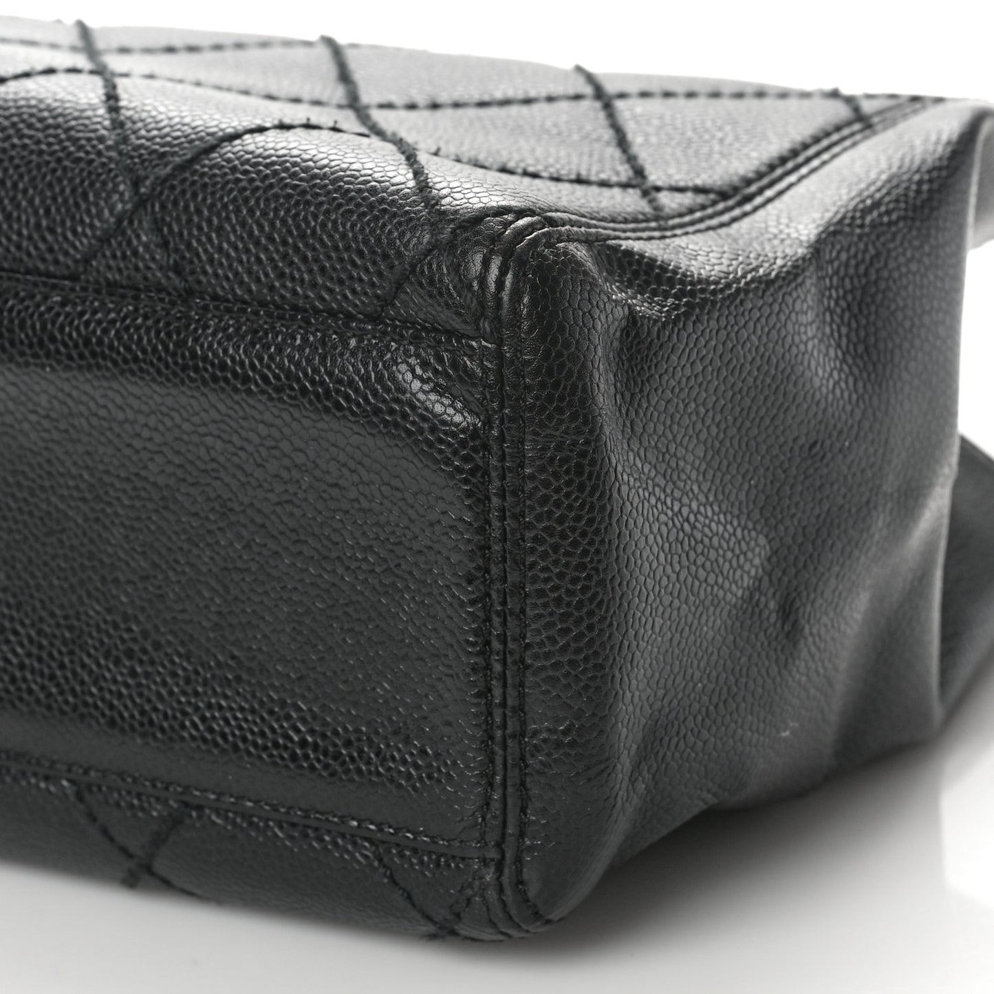 Caviar Quilted Shopping Tote Black