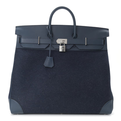 Hermes Evercolor Wool HAC Travel Birkin 50 Bleu Nuit 1 of 11