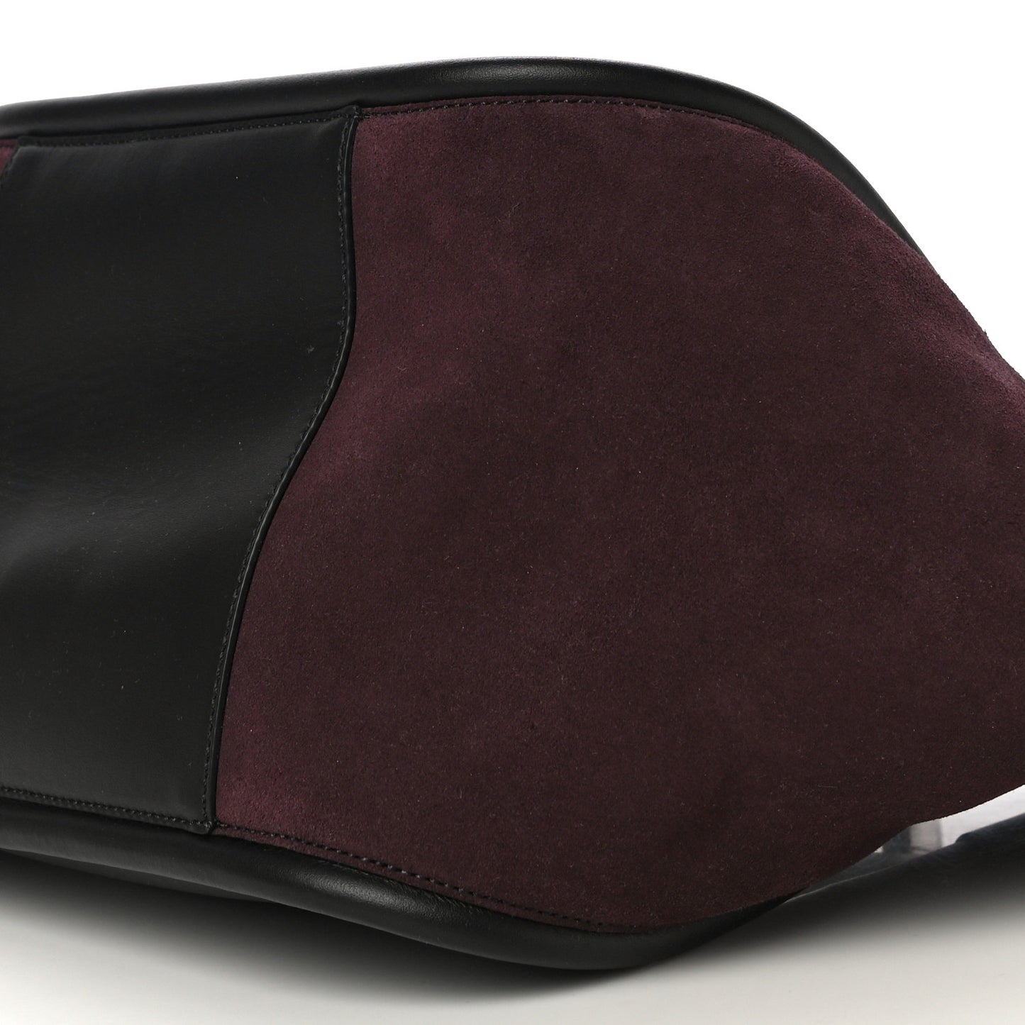 Calfskin Ruched Tote Black Chocolate Plum