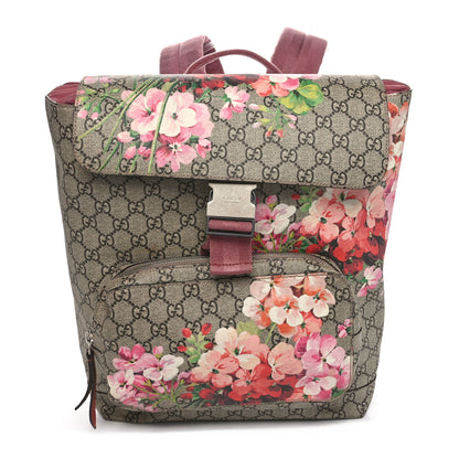 Gucci GG Supreme Monogram Blooms Medium Single Buckle Backpack Beige Multicolor Dry Rose 1 of 10