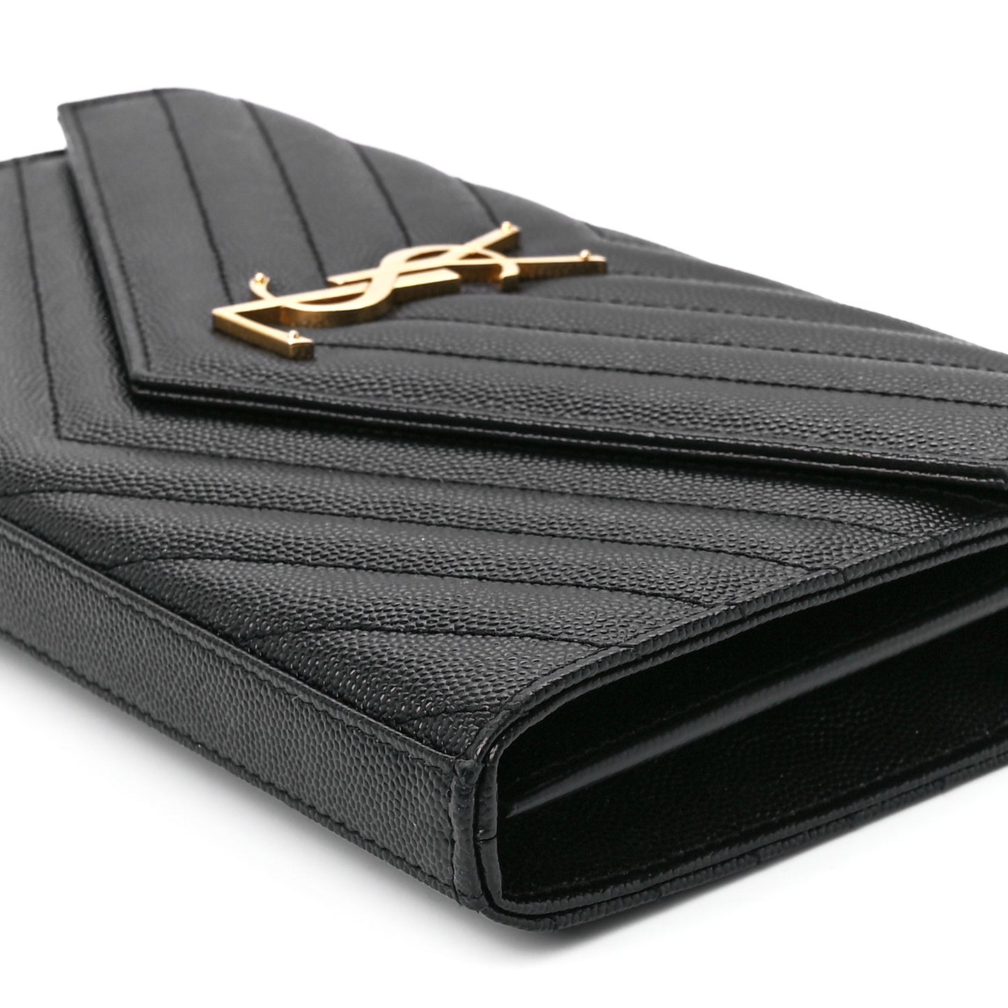 Grain De Poudre Matelasse Chevron Monogram Chain Wallet Black