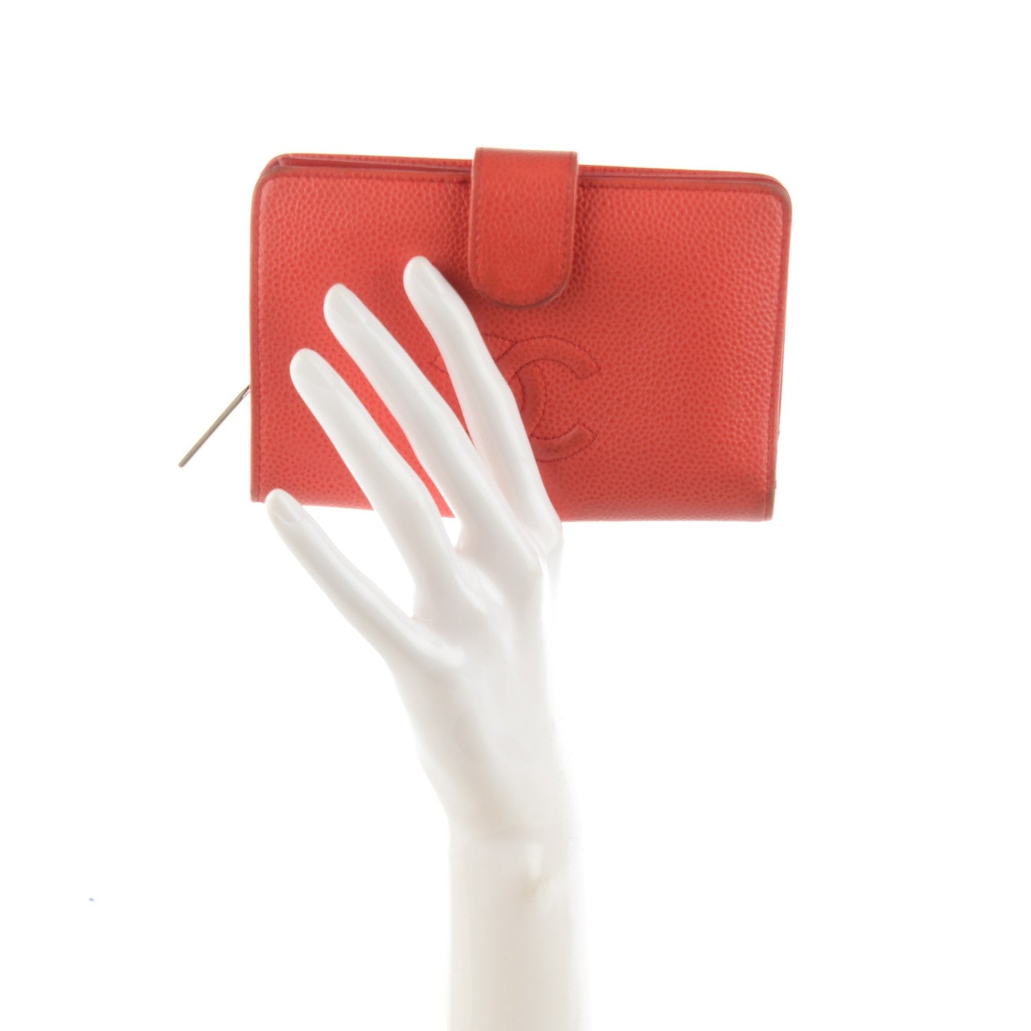 Chanel Caviar Timeless CC L-Zip Pocket Wallet Red 3 of 10