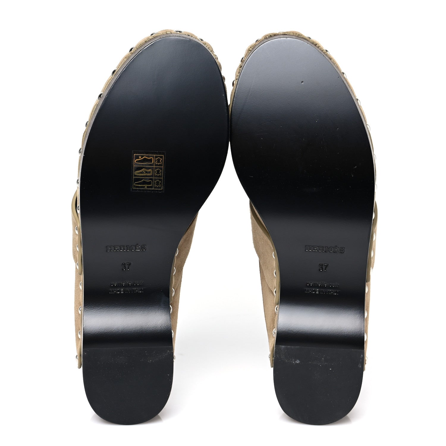 Hermes Suede Goatskin Calya Mules 37 Beige Gobi 5 of 7