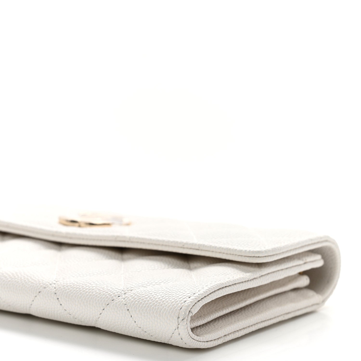 Chanel Caviar Quilted Striated CC Large Gusset Flap Wallet White 10 of 10